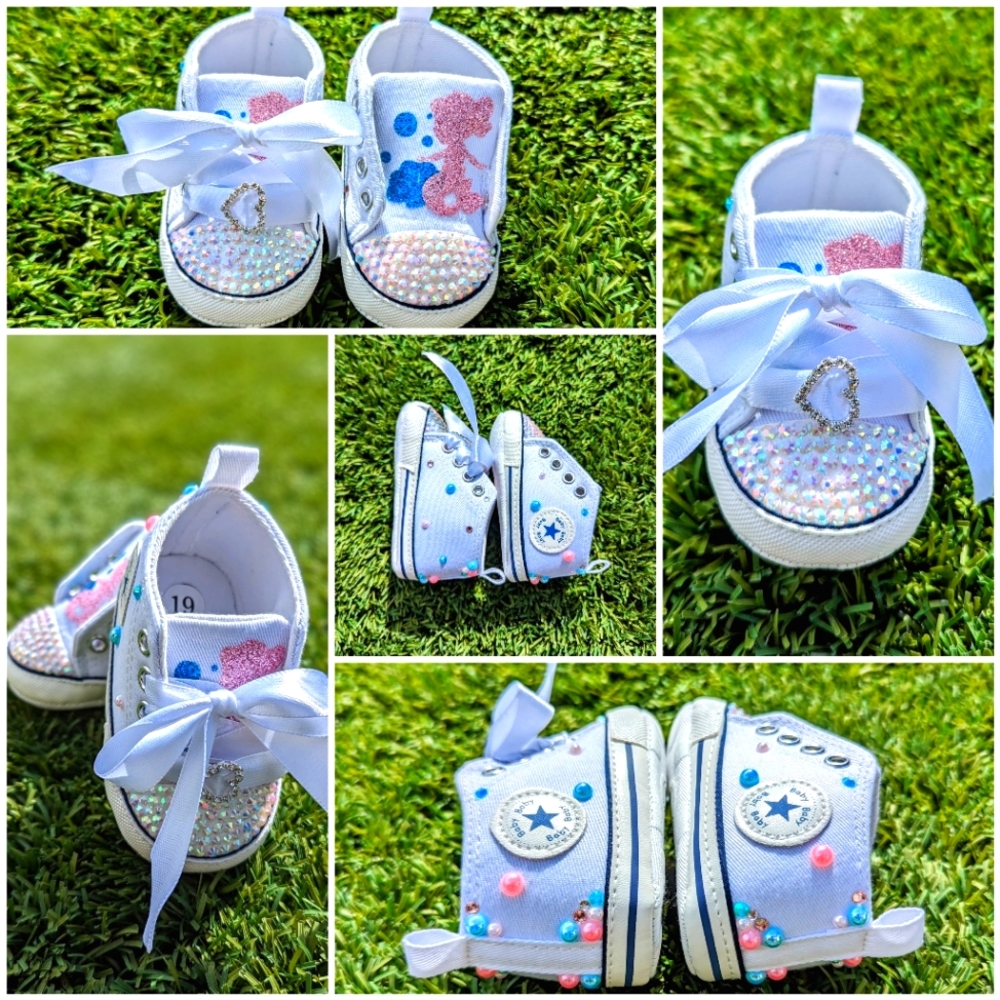 Custom Sea Princess/Mermaid Hand Embellished Baby Shoes